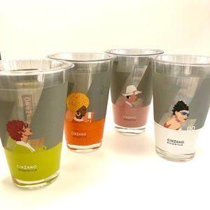 Vintage Cinzano bar ware, 4 glasses